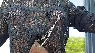 Milf Julie nude window cleaning