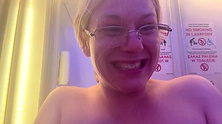 Explosive Squirt and Pussy Spread in the Airplane Toilet
