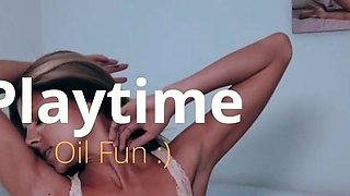 Perfect blond making solo masturbation