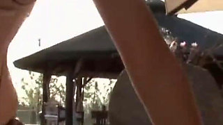 Glamorous sluts getting butt holes drilled in orgy by the swimming pool