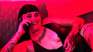 Goth GF Tiffany Nackle Rides BBC While Talking To Her BF