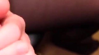 Girl in Pantyhose Gets Cum on Her Feet