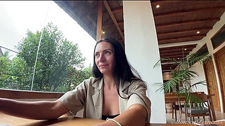 Working on Laptop, Boobs Flashing in Public Co-working Space