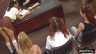 Teacher fucks his students in sex class