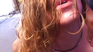 Blonde with hairy pussy gets licked and does anal