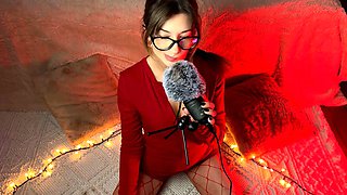 ASMR JOI  Your sexy lady in red Fast and Aggressive Mic Pumping Your Cock  Amy Haze