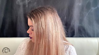 Smoking Fetish with Nice Makeup and Smoke Rings