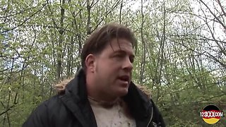 Kinky Brunette Facialed After Outdoor Fuck