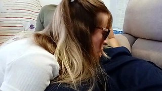 Blonde Babe's Clothes Ruined by Extreme Bukkake Before Work