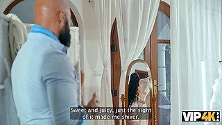 Neeo and Kama Oxi's wedding dress-clad bodies get fucked in the fitting room