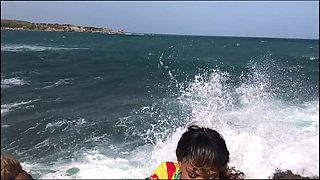 Ebony girls lick pussy on beach