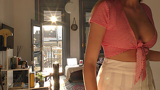 Sexy and Horny All Natural Beautiful Tits MILF Does a Try on Haul for Short Skirts