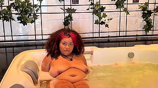 BBW Ebony Goddess Teases and Smokes in the Bathtub