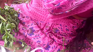 Big boobs Priyanka Tamil aunty cleaning the garden