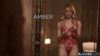 BLACKED Cock Hungry Cutie Amber Moore Gets A Double BBC Creampie