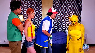 Playful threeway session with two lustful sluts in costume