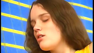 Adorable lovely virgin teenager douche sex with aged man
