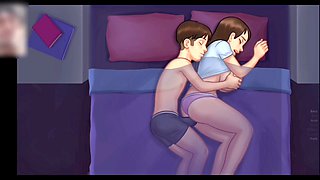 Stepsister Jenny gets it good in her bedroom from her stepbro with a messy finish