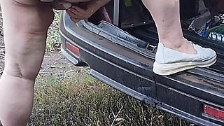 Girlfriend Squirts Several Times in a Row Near the Car