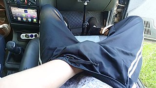 In the Car in the Parking Lot, My Stepmom Jerks off My Dick Until I Cum