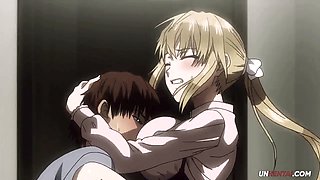 Animated scenes featuring busty characters in Japanese style