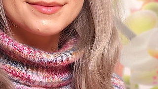 A Nymph in a Sweater Expands Her Holes by Inserting a Vibrator - Blowjob and Female Orgasm!