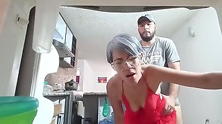 Hot Latina Step Sister Surprise Fuck in Kitchen - Big Dick Deep Inside
