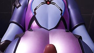 Widowmaker gives a sensual buttjob and receives cumshot on her perfect ass