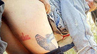 Lustful couple can't wait for the spring to come to fuck in the woods