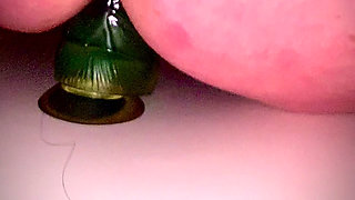 Rosing a Nog Green Dildo in My Bathrom