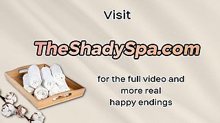 Asian horny masseue gives HJ to client