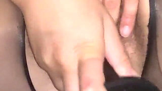 I Fuck My Pussy in Black Pantyhose and a Huge Dildo