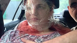 Plastic Wrap Breathplay in Car Outdoor