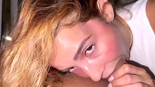 While Relaxes She Cant Resist Giving A Juicy Blowjob And Licking Christian Clays Cum