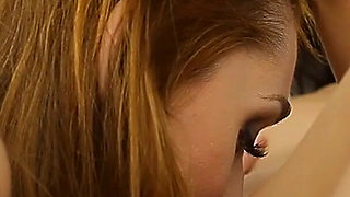 Experienced fiery red hair floozie makes her GF yodelling up the valley