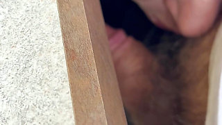 Submissive Suck on Her Knees Under the Table