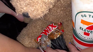 CAPPUCCINO COFFEE&TWIX CHOCOLATE IN MY 18 YO VIRGIN PINK TIGHT PUSSY- KINKY FOOD FETISH LONG PORN-GIRL MASTURBATE&MOAN- SAUDI AM