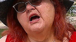 Nurse Vicki Smoking in the Park on a Bench All Dressed up