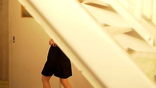 Asian schoolgirl strips and toys hairy pussy solo
