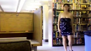 Hairy Nerd Strips on Webcam in Library