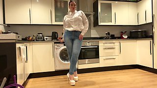 Jeans Day to Work Big Ass Satin Secretary JOI