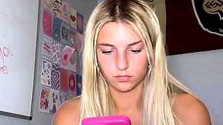 blonde teen pregnant girl has her pussy masturbated