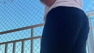 Chubby Latina Balcony Fart Session Thick Ass Releasing Loud Stinky Farts Outdoor