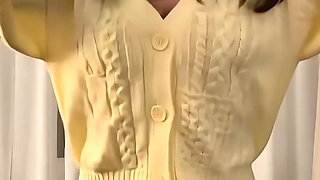 My 55f lesbian roommate got a surprise video of me bouncing my big tits in many sweaters then fucking myself hard for her