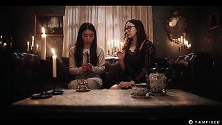 Japanese Asian Vampire Sex - Big Tits Babe Rikako Preyed By Nerdy Leana & Turned Into Lesbian Demon With Leana Lovings And Rikako Katayama