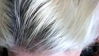 Big tit blonde gives blowjob to big cock