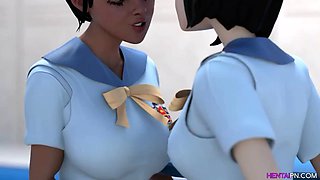 3D College Lesbian Sex Cartoon