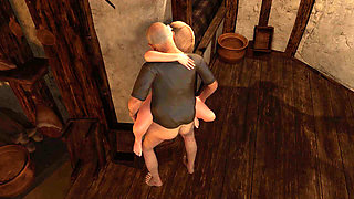 Grey Old Man Pounding Hot Blonde on the Wall