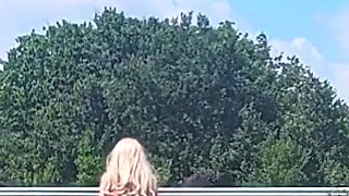 The Slave Girl Is Punished with Buckets of Pussy and Tits to Show off to the Drivers.