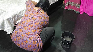 My aunty is cleaning the house and I hugged my step aunty